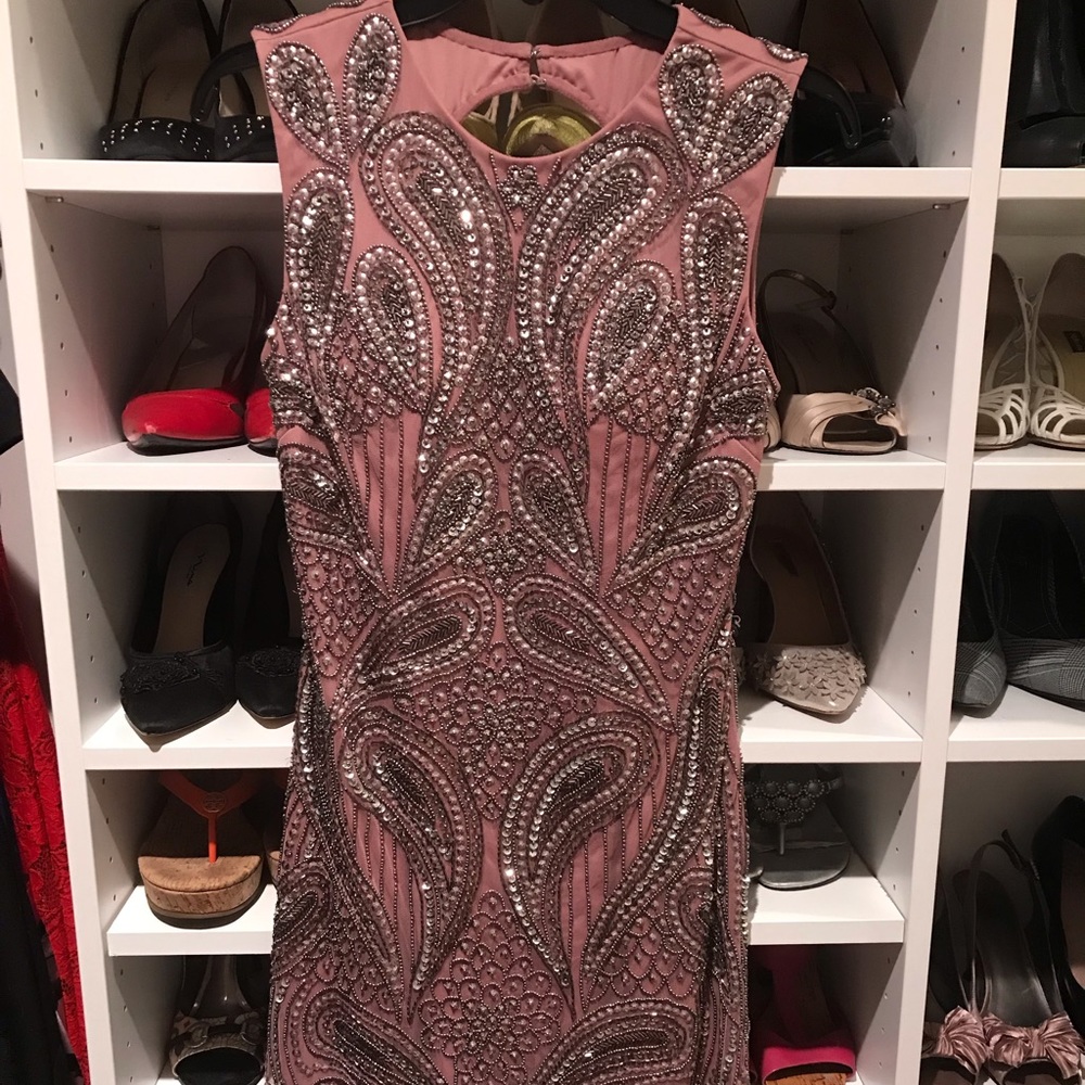 Pink studded and sequin cocktail dress